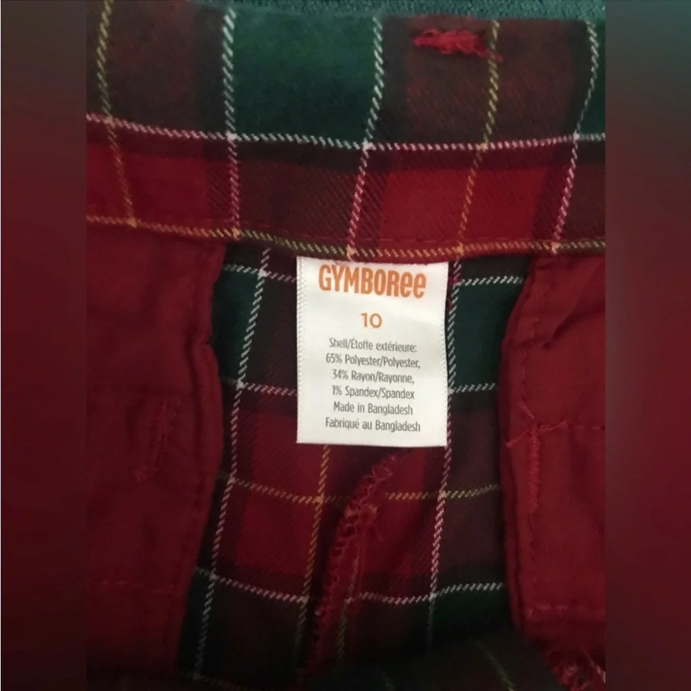 Red and Green Plaid Boys Pants - Classic Festive Check Size 10 NWOT
